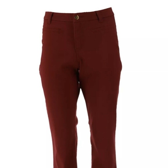 IMAN Global Chic Perfect Ponte 360 Slimming Boot-Cut Pants (Red) New - Picture 1 of 4